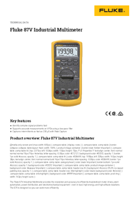 Thumbnail of document Data Sheet - 87V Industrial Multimeter